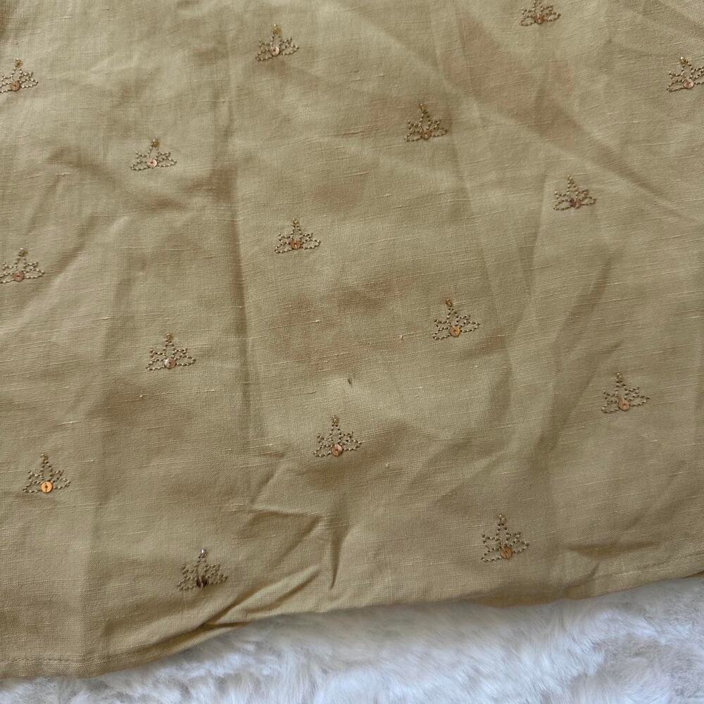 Beaded Silk Fairy Skirt Tan Boho Forest Floral Whimsical Midi Length - Size 8P - Picture 8 of 8